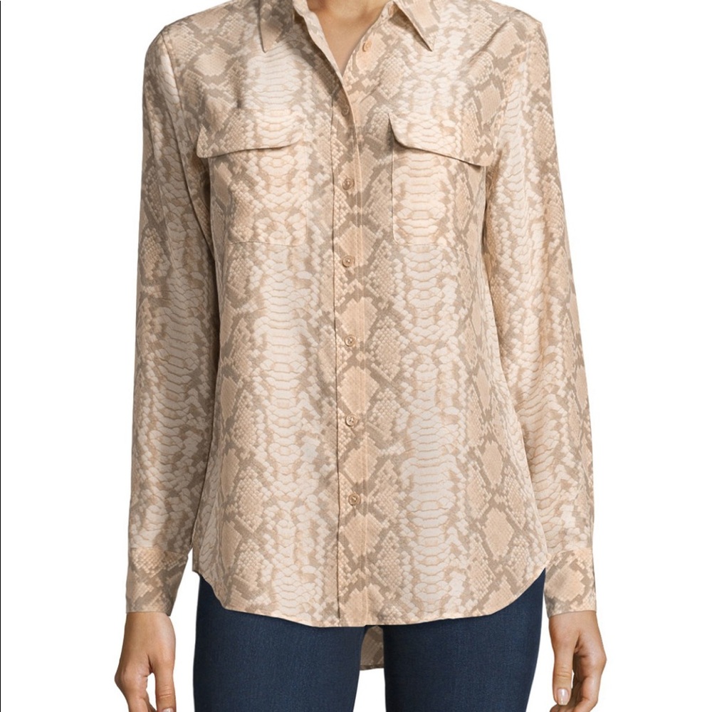 Equipment snake print button down